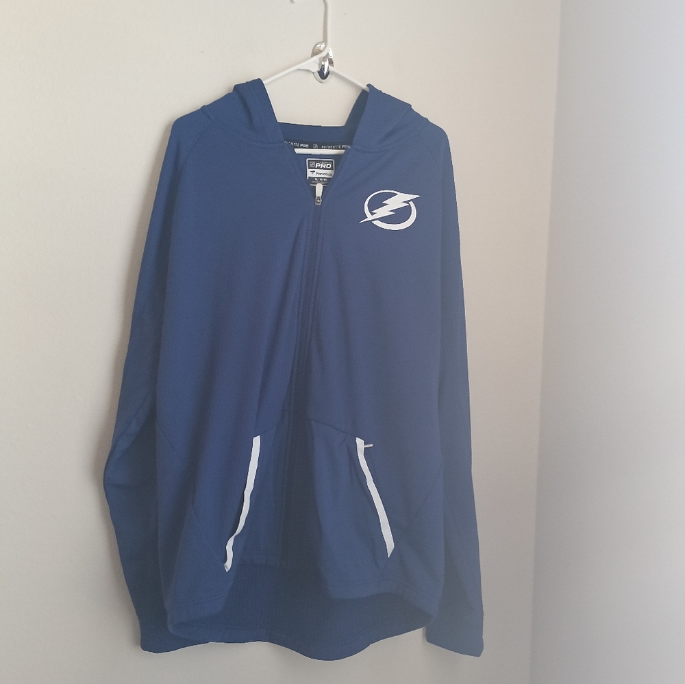 Authentic Pro Fanatic NHL Men XL Royal Blue Hoodie with Silver Logo Casual